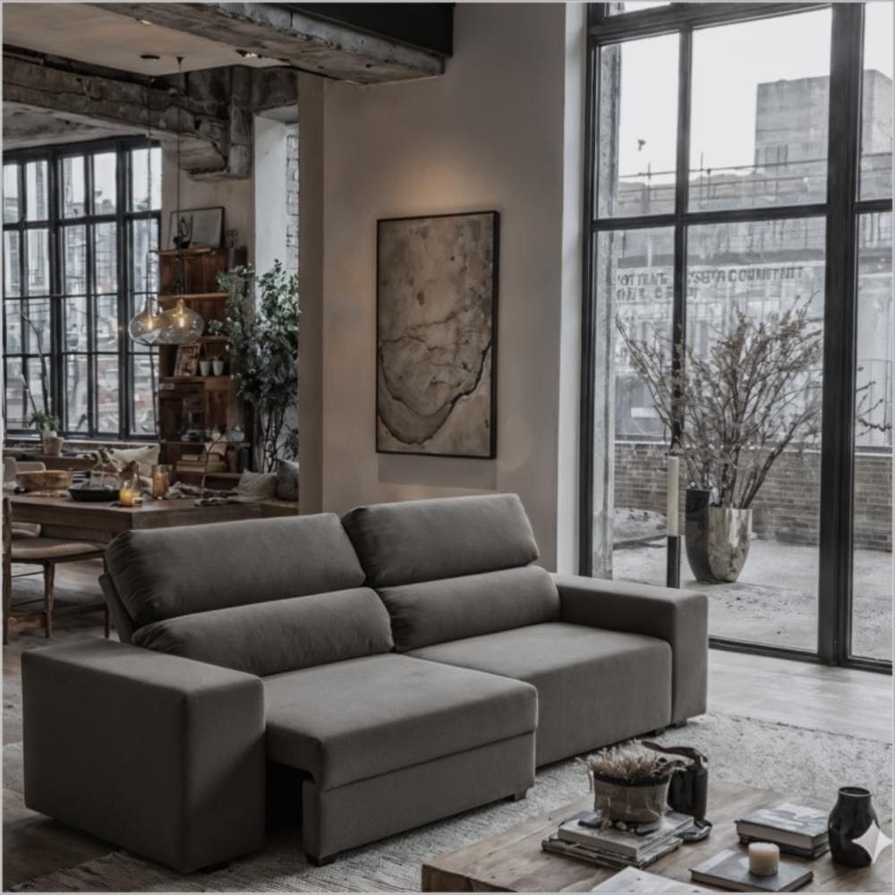 Sofá 3 Lugares Reclinável Sala De Estar 2,00m Velut Silent - Cinza