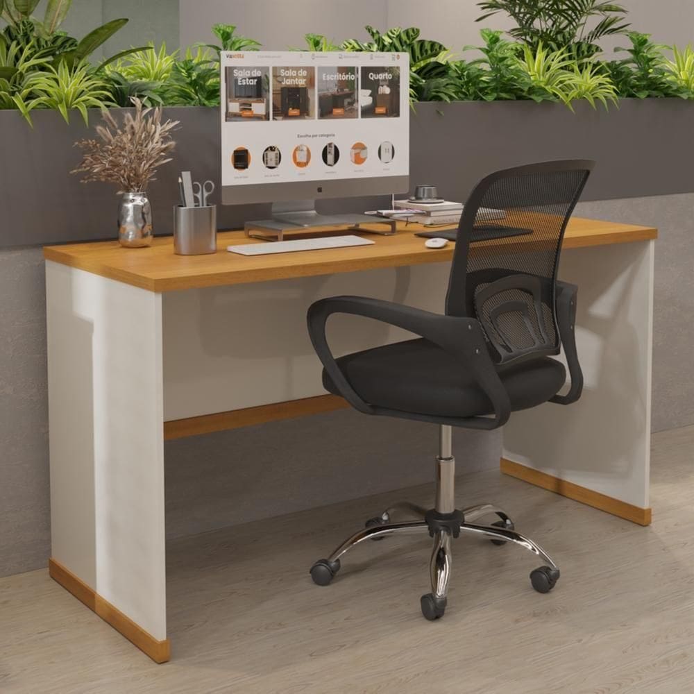 Mesa Para Escritório Com Tampo 25mm Verbena - Off White E