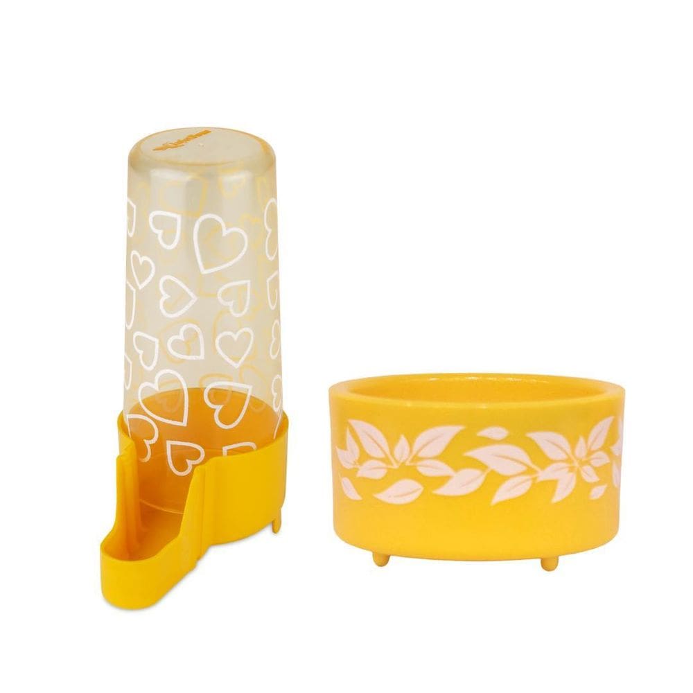 Kit - Bebedouro E Comedouro Calopsita N2 Amarelo Injetfour