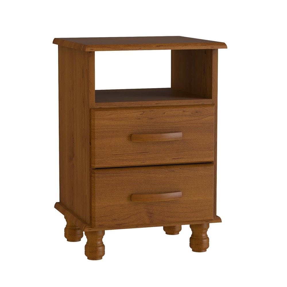 Mesa de Cabeceira 2 Gavetas 100% Madeira Maciça Veneza