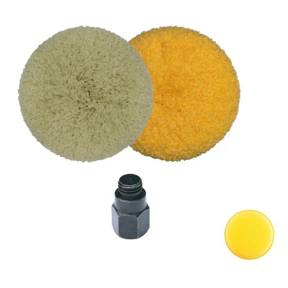 2X Kit Polimento 2 Boinas Dupla Face 7 Polegadas Mas Adapt