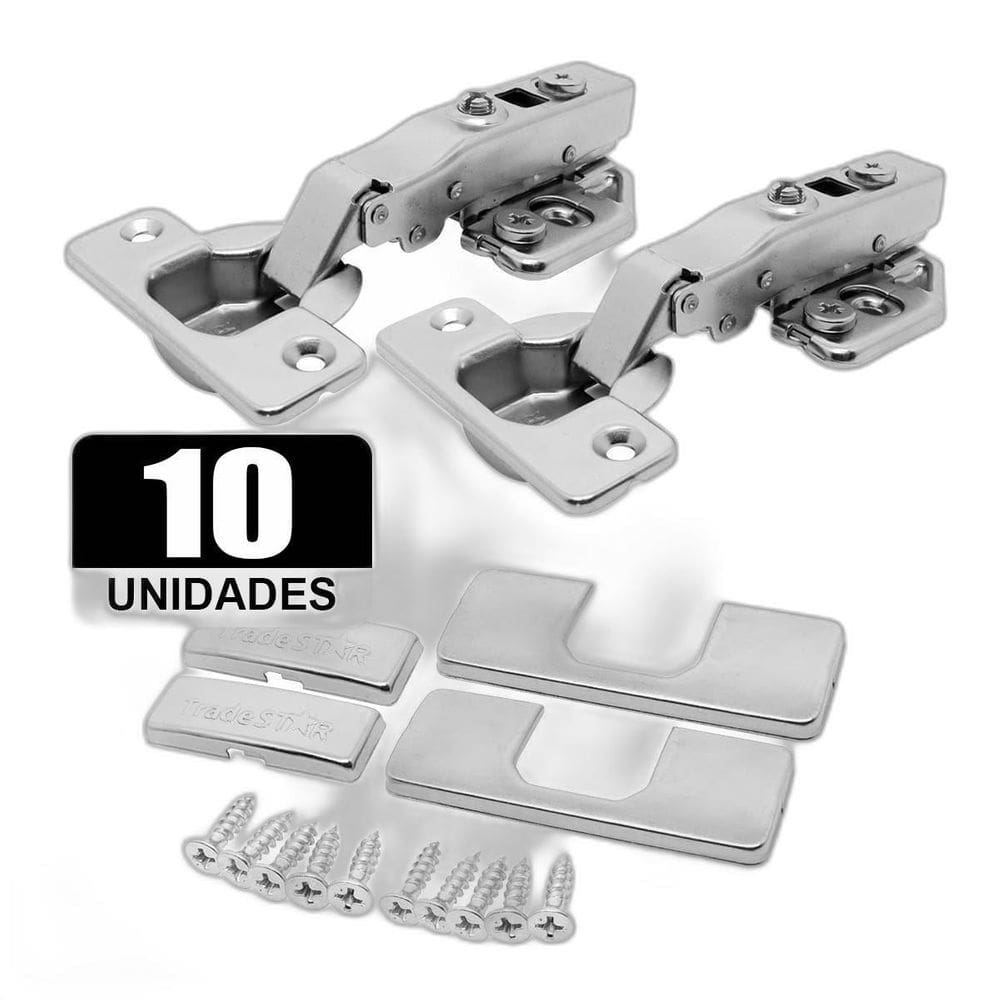 Kit 10 Dobradiça Click 3D 105 Grau Soft Close Capa Parafuso