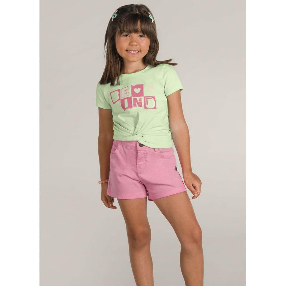 Blusa cropped de cotton infantil menina Brandili