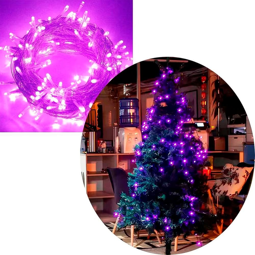 Pisca Cordão Varal Natal 200 Lâmpadas LEDs Roxo De 220v 17m