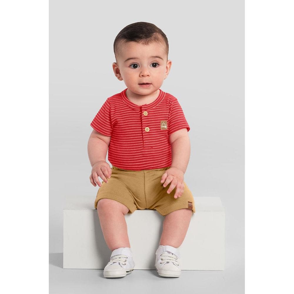 Body bebê menino listrado Brandili Baby
