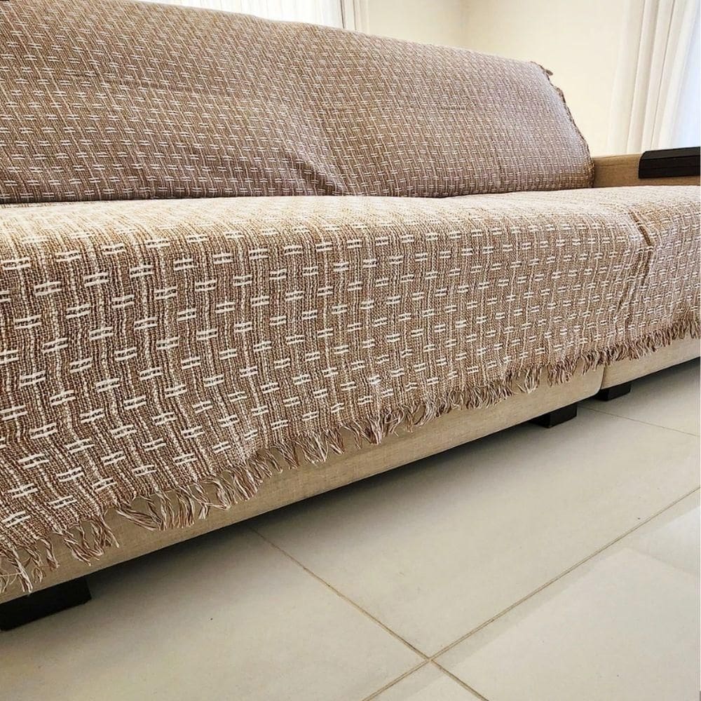 Manta Para Sofá Grande De 2 Ou 3 Lugares Caramelo Mesclado 2,50x1,80 Capa Protetor De Sofa Gigante
