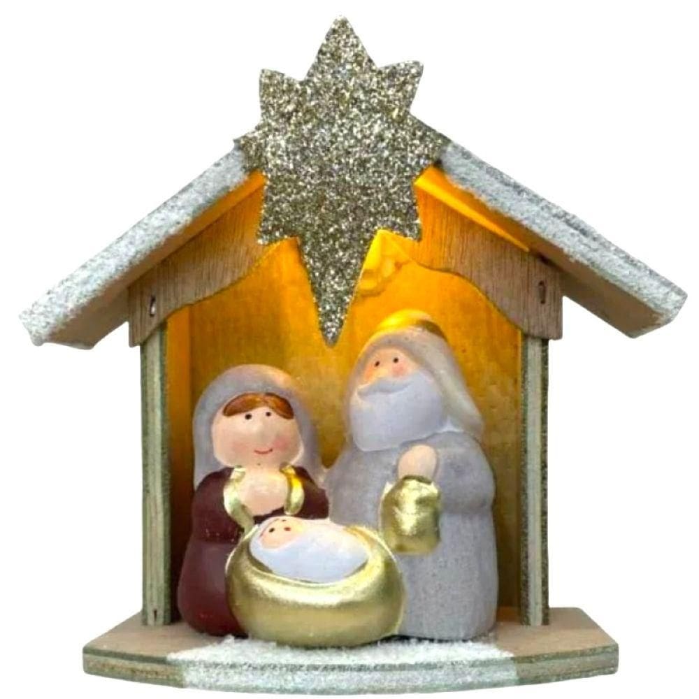 Presépio de Natal Cartoon Gold em Cerâmica - Rio de Ouro