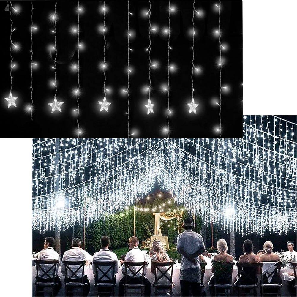 Pisca Cascata 600 Lâmpadas LEDs Estrelas Branco De 15m 220v