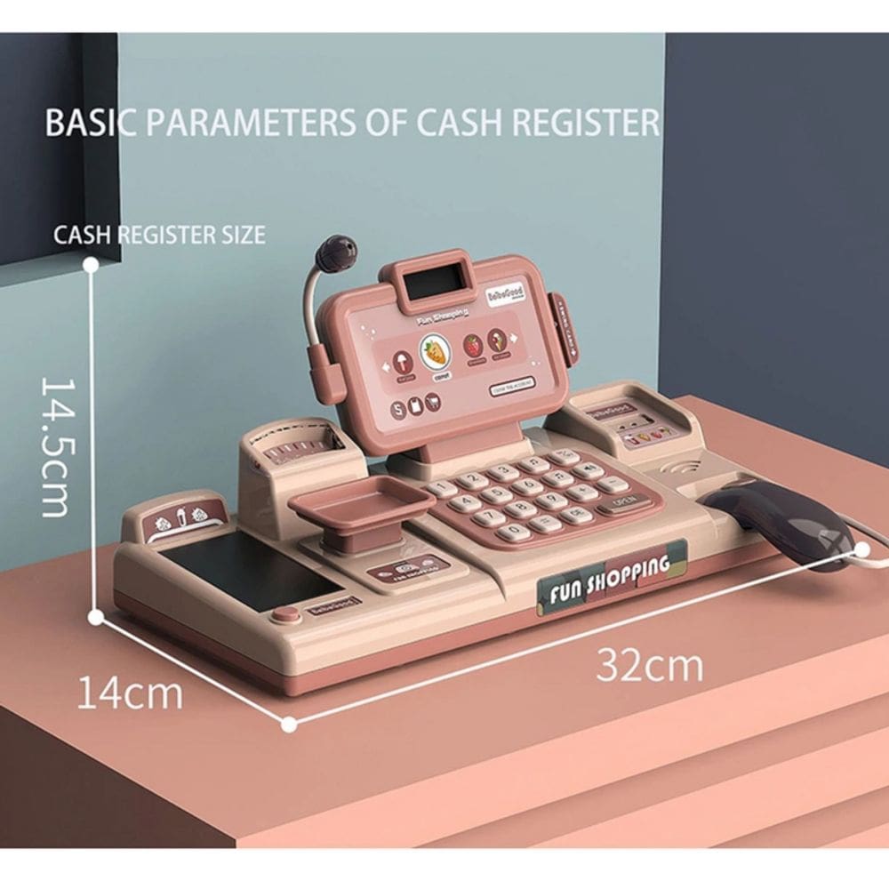 Caixa registradora de brinquedo rosa com 25 acessórios com som para crianças 3