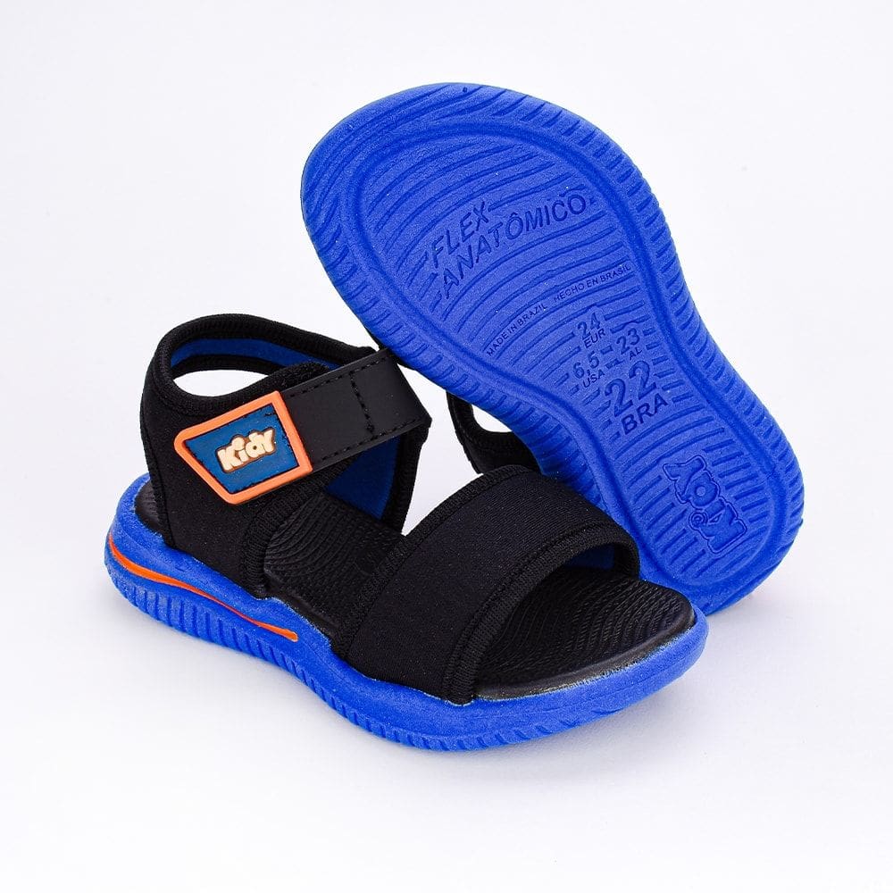 SANDALIA KIDY FLY BABY PRETO/AZUL ROYAL/LARANJA Kidy