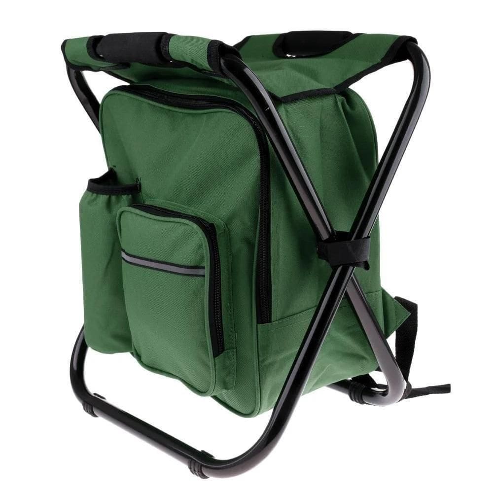 Banqueta Banco Dobravel Mochila Cadeira 2 Em 1 Bolsa Termica Pesca Camping Praia Pesqueiro Passeio Verde