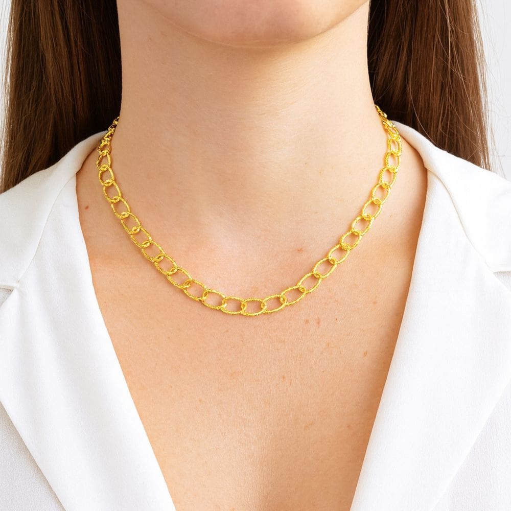 Colar Choker Elos Largos Banhado a Ouro