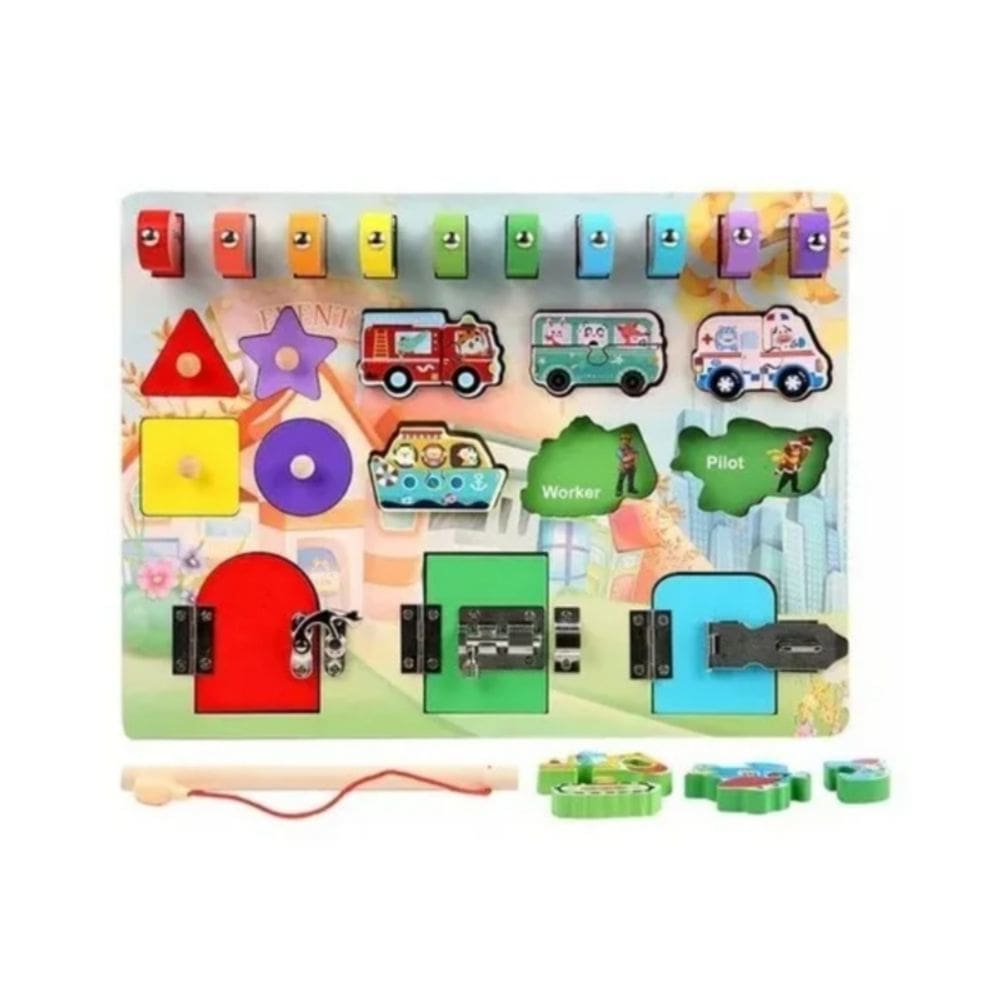Tabuleiro de brinquedos Montessori de pesca e renda para crianças
