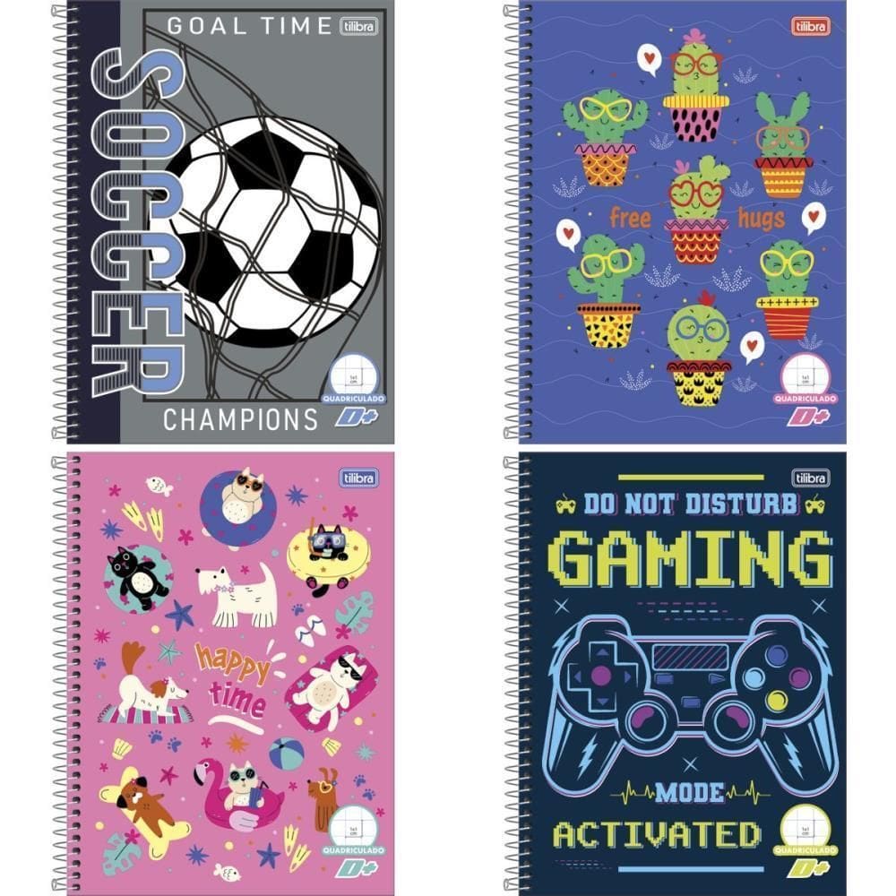 Caderno Quadriculado Univers. D+ 96Fls 1X1Cm Masc/Fem. Cd Pc