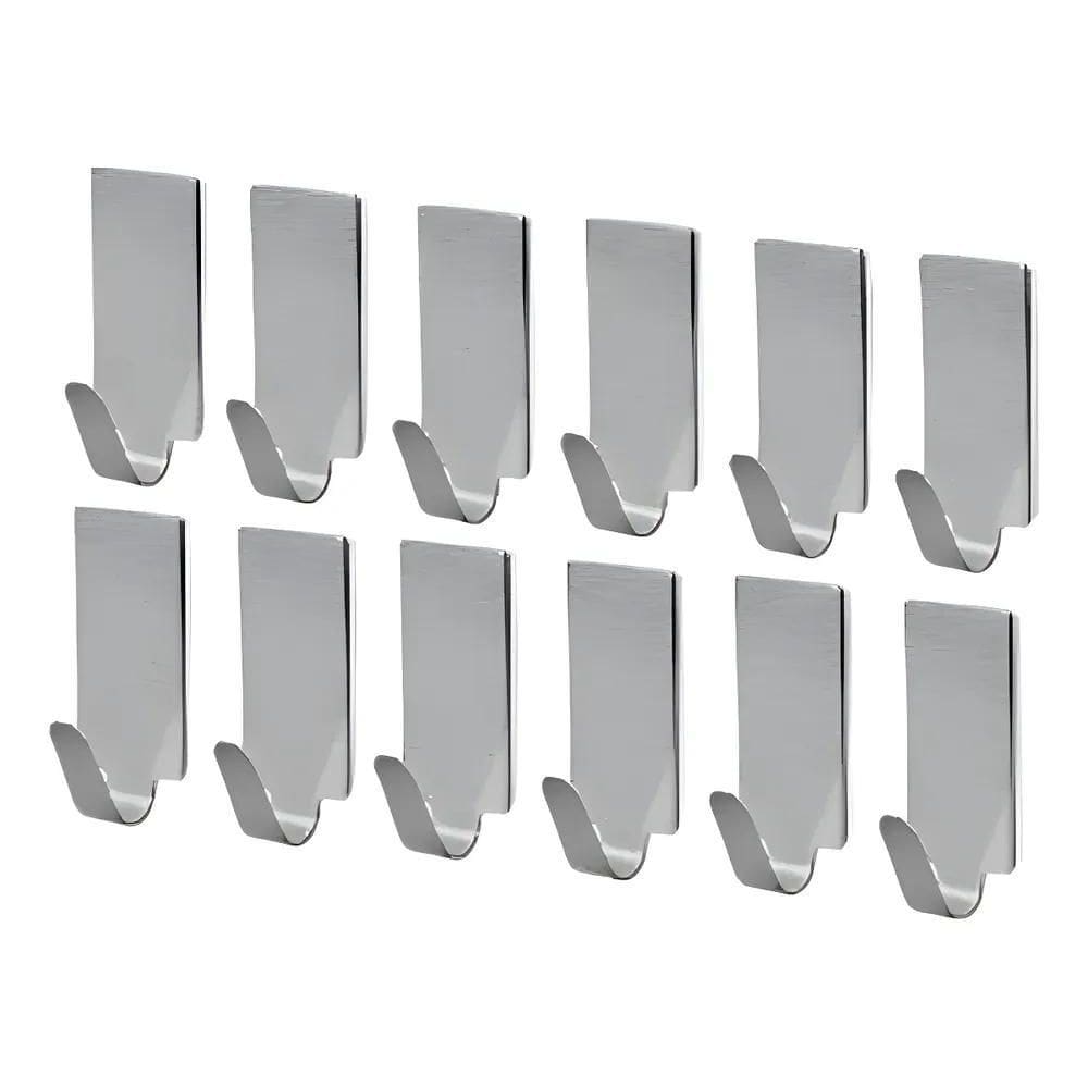 2X Gancho Parede Adesivo Inox Kit 12 Peças Organizador Mul