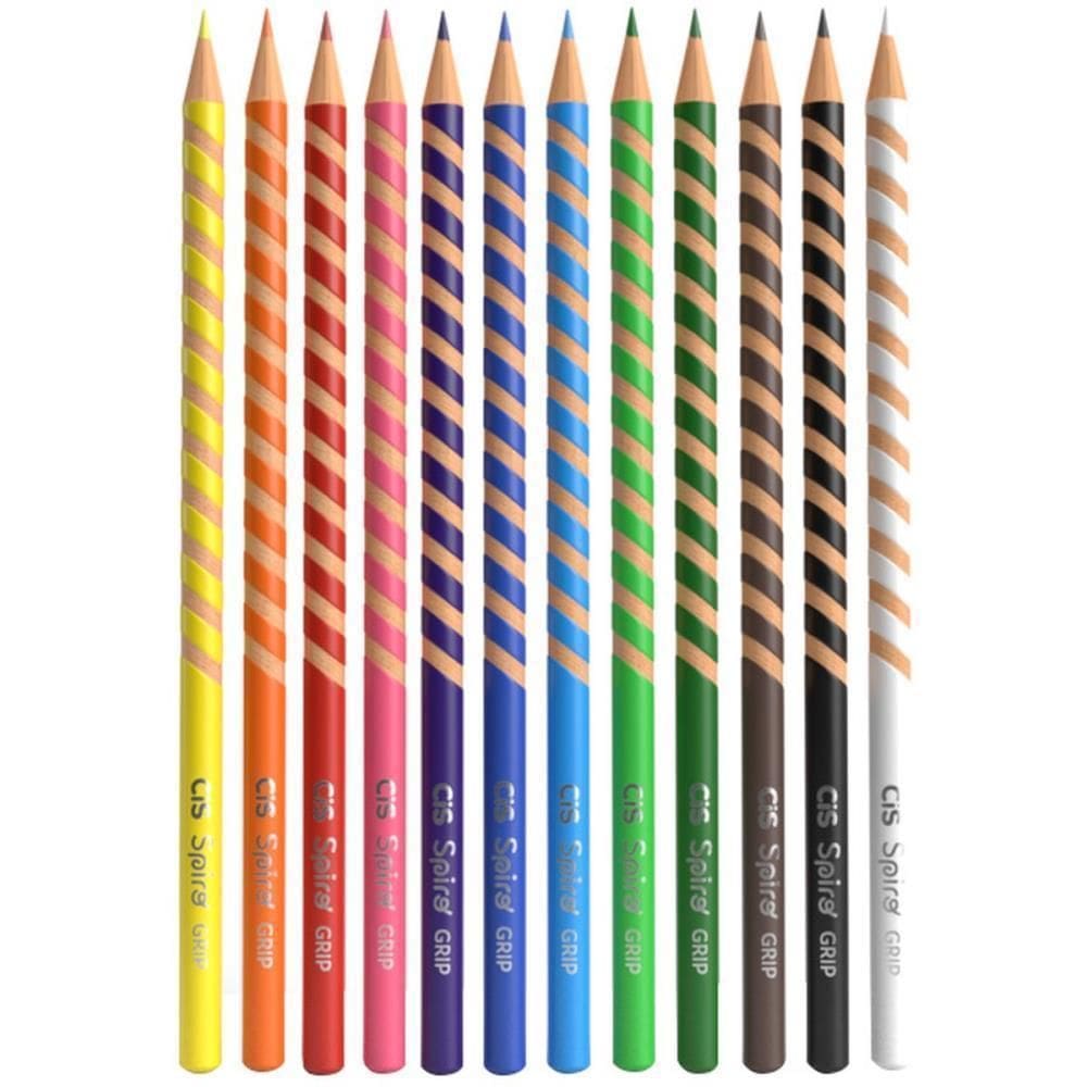 Lapis De Cor Redondo Cis Spiro Grip 12 Cores Estojo