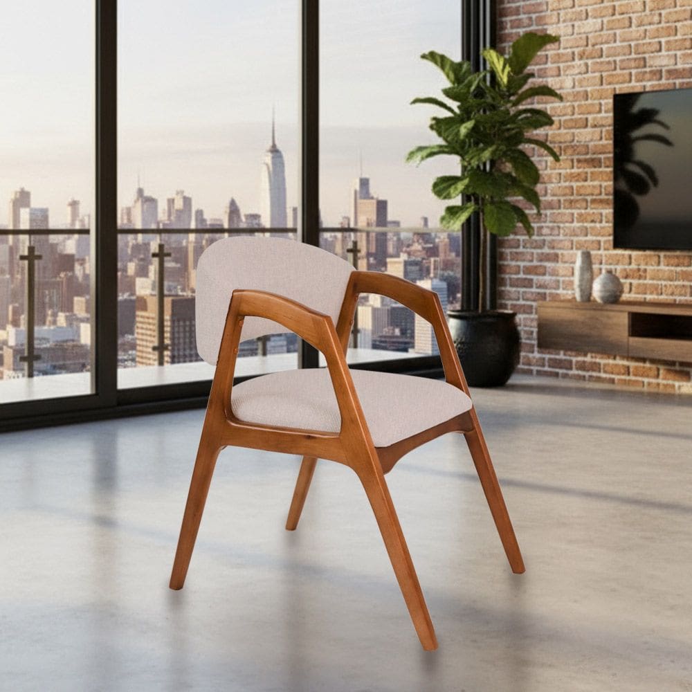 Cadeira de Jantar Estofada Gabriela Cerejeira Linho Bege