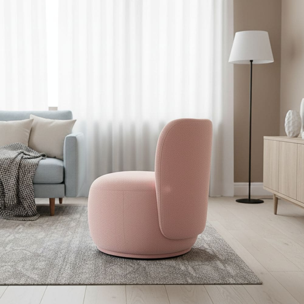 Poltrona Decorativa Sala Estar Orgânica Bia Boucle Rose - Montanaris Decor