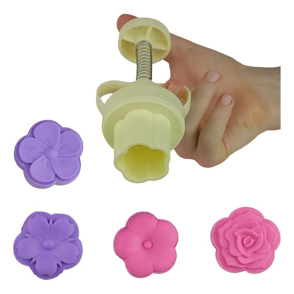 Ejetor Max Flores Doces Massas Biscoitos + 4 Moldes Bluestar