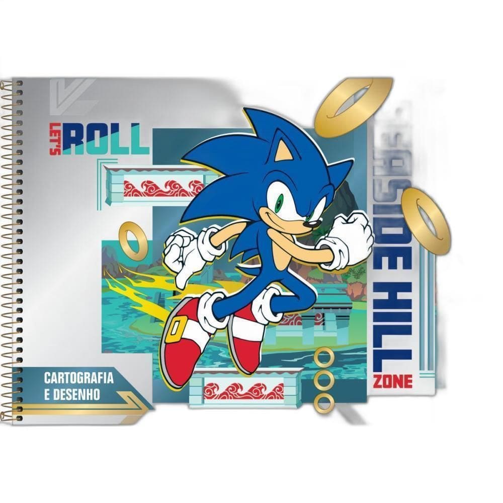 Caderno Desenho Univ Capa Dura Sonic 80Fls.