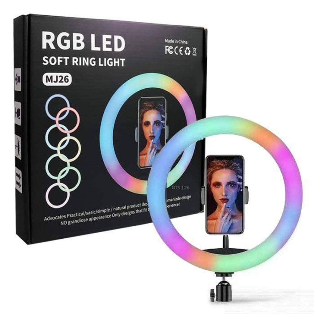 Kit Youtuber Tripé Microfone Celular Iluminador Rgb Colorido