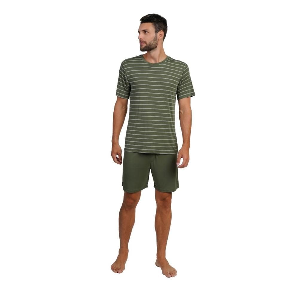 Pijama Masculino Curto Poliamida Listrado Vd Pantano - 268013
