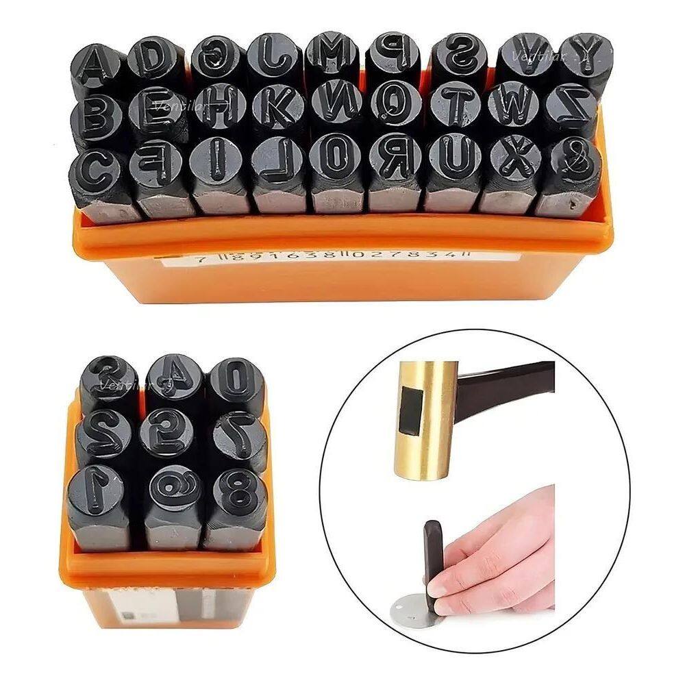 2X Kit Marcador Punção Alfanumérico 36 Peças 2Mm Letras/Nú