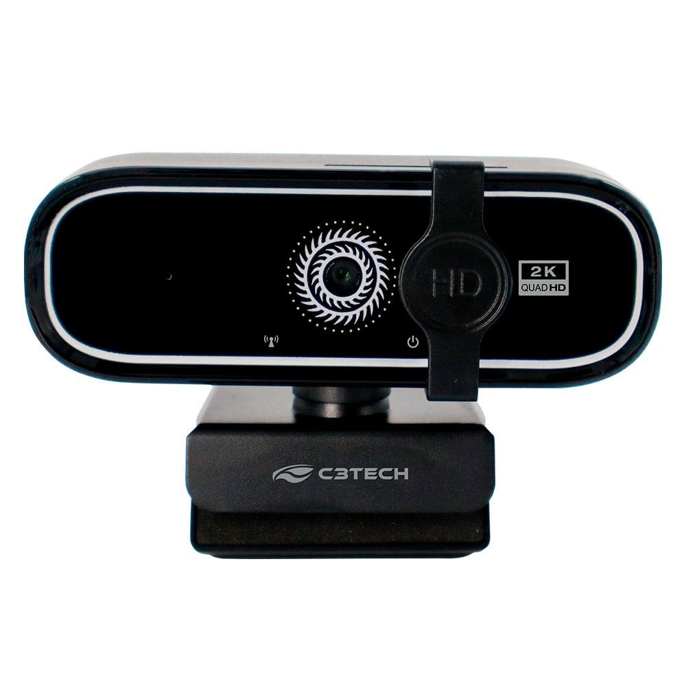 Webcam C3TECH WB-200BK Quad HD 2K, com Microfone, Plug and Play USB 2.0, 30FPS - Preto