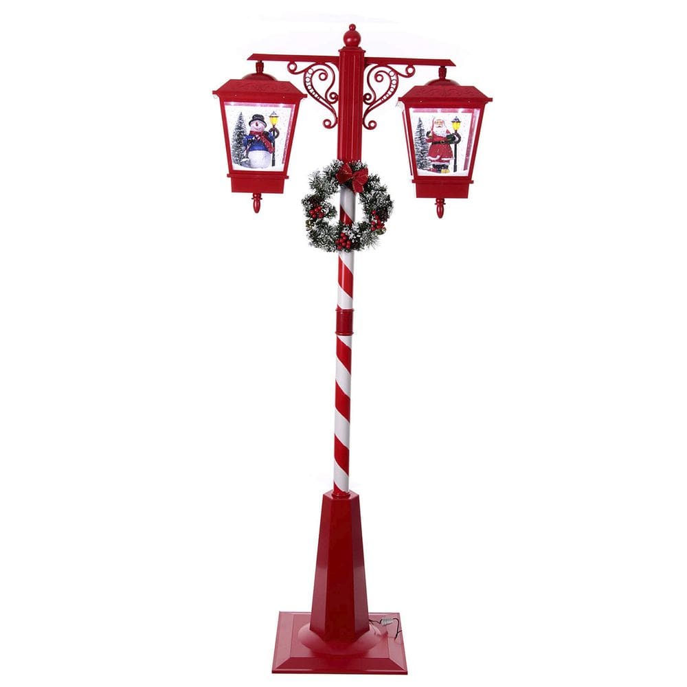 Poste Natal Led Duplo Natalino Papai Noel Boneco de Neve Som Led Decoraçao Loja Shopping Casa Evento Festa Fim de Ano
