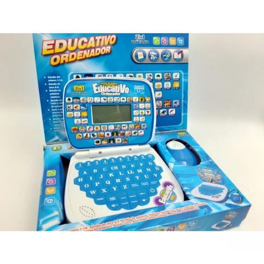 Computador educacional de brinquedos inglês-espanhol para crianças