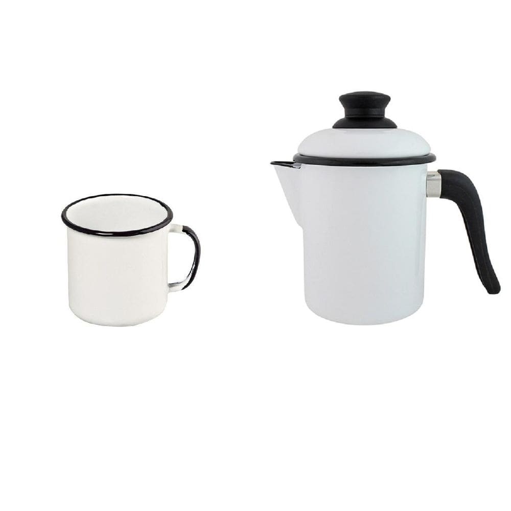 Leiteira E Caneca Qualidade Em Agata 900 Ml Branca Ewel