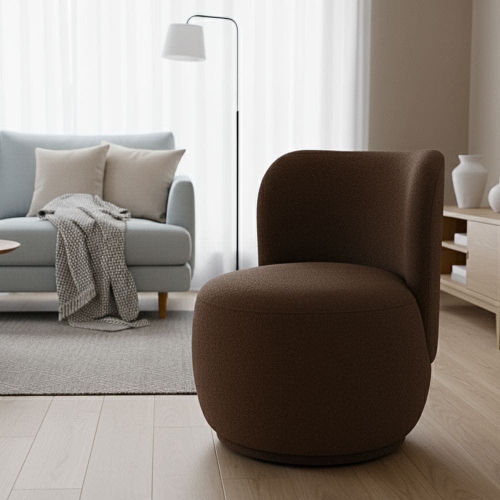 Poltrona Decorativa Sala Estar Orgânica Bia Boucle Marrom - Montanaris Decor