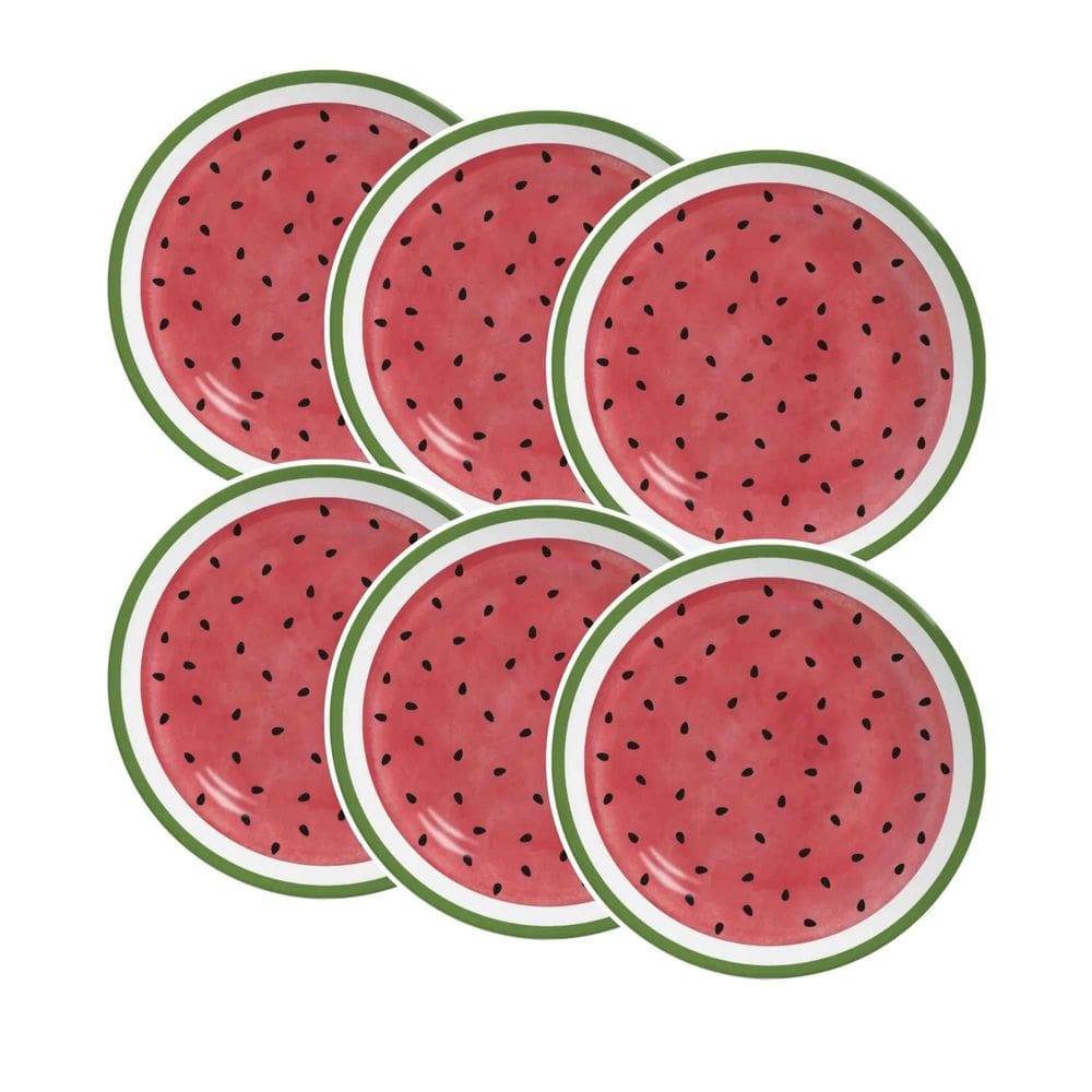 Conjunto de 6 Pratos de Sobremesa Melancia de Cerâmica 21cm - Alleanza