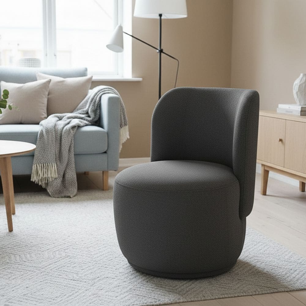 Poltrona Decorativa Sala Estar Orgânica Bia Boucle Cinza - Montanaris Decor