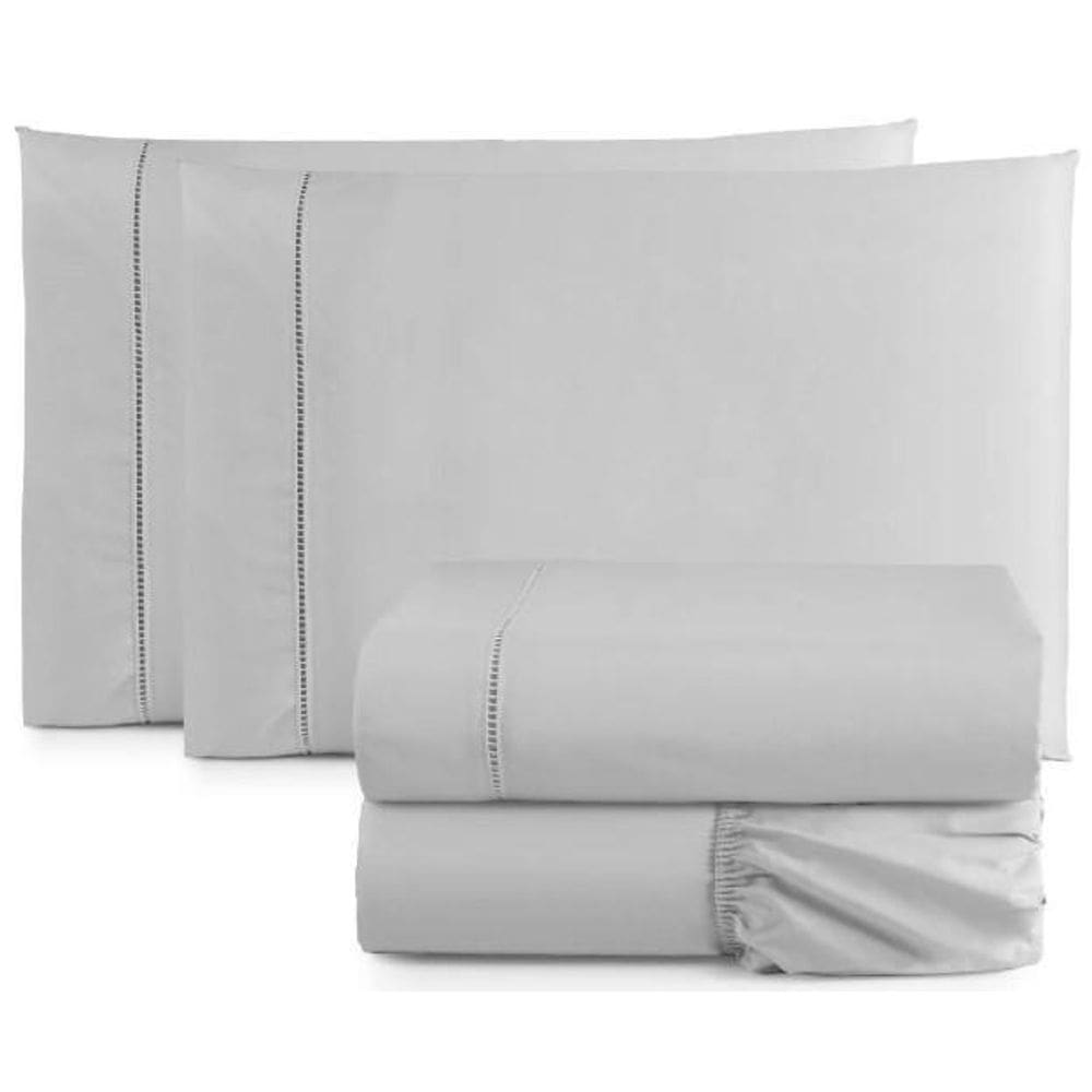 Jogo De Lençol Cama Box Casal 4 Peças Percal 400 Fios Cinza