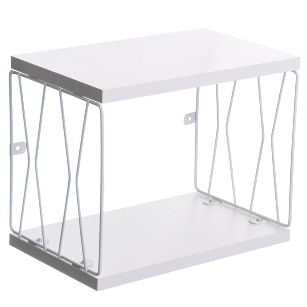 Nicho De Parede Aço e Madeira P White