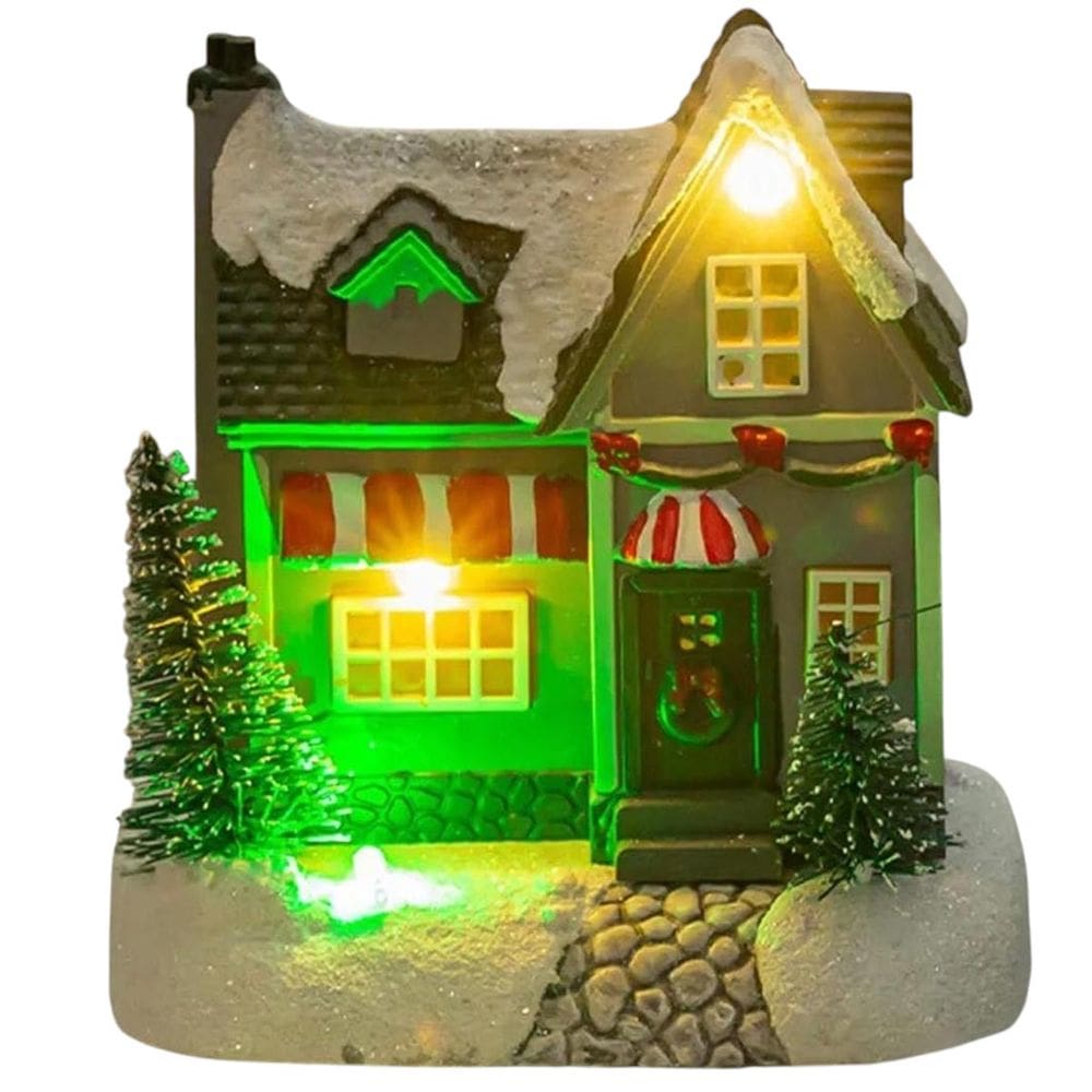 Cenario Natal Natalino Vila Iluminada Neve Arvore Enfeite Mesa Estante Celebraçao Decoraçao Fim de Ano Festa