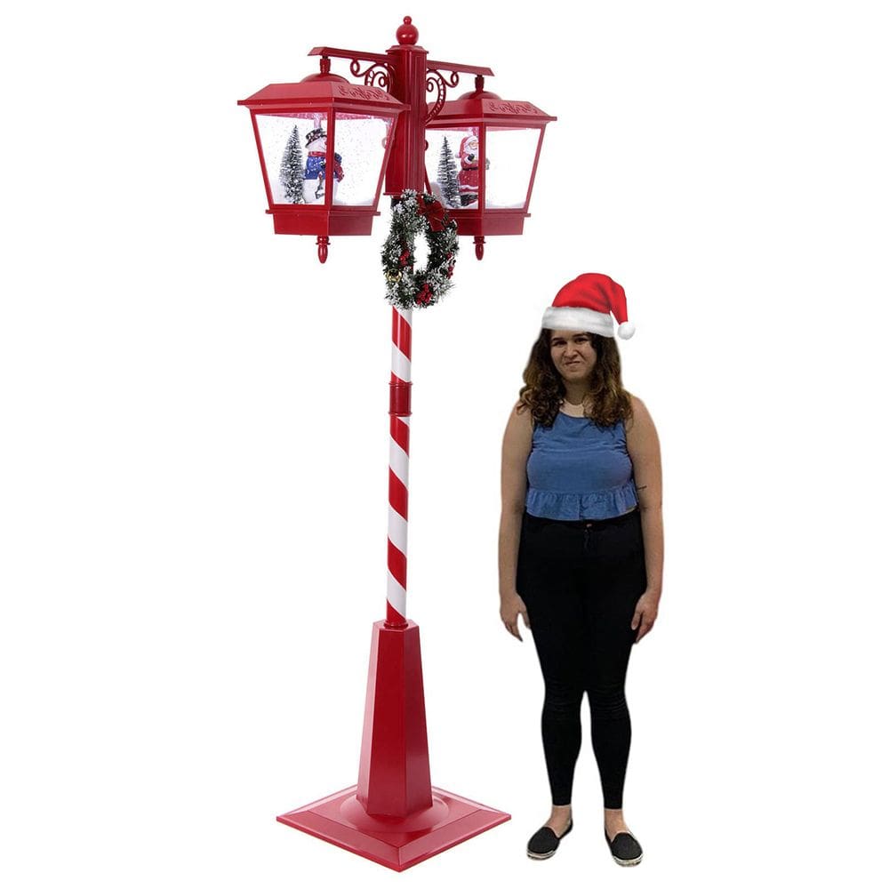 Poste Natal Duplo Natalino Papai Noel Boneco de Neve Musica Led Decoraçao Loja Casa Hall Entrada Evento Festa Shopping