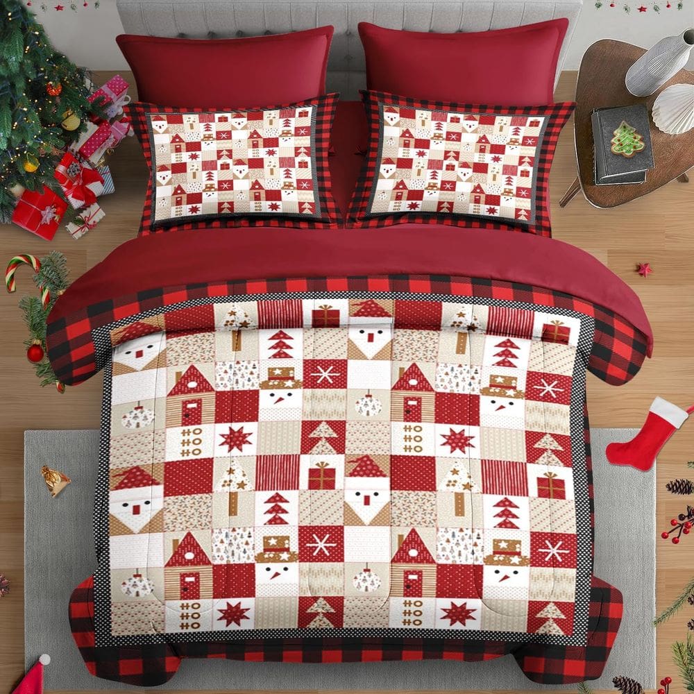 Conjunto de edredom Pamnest em tamanho real com tema de Natal verde neve