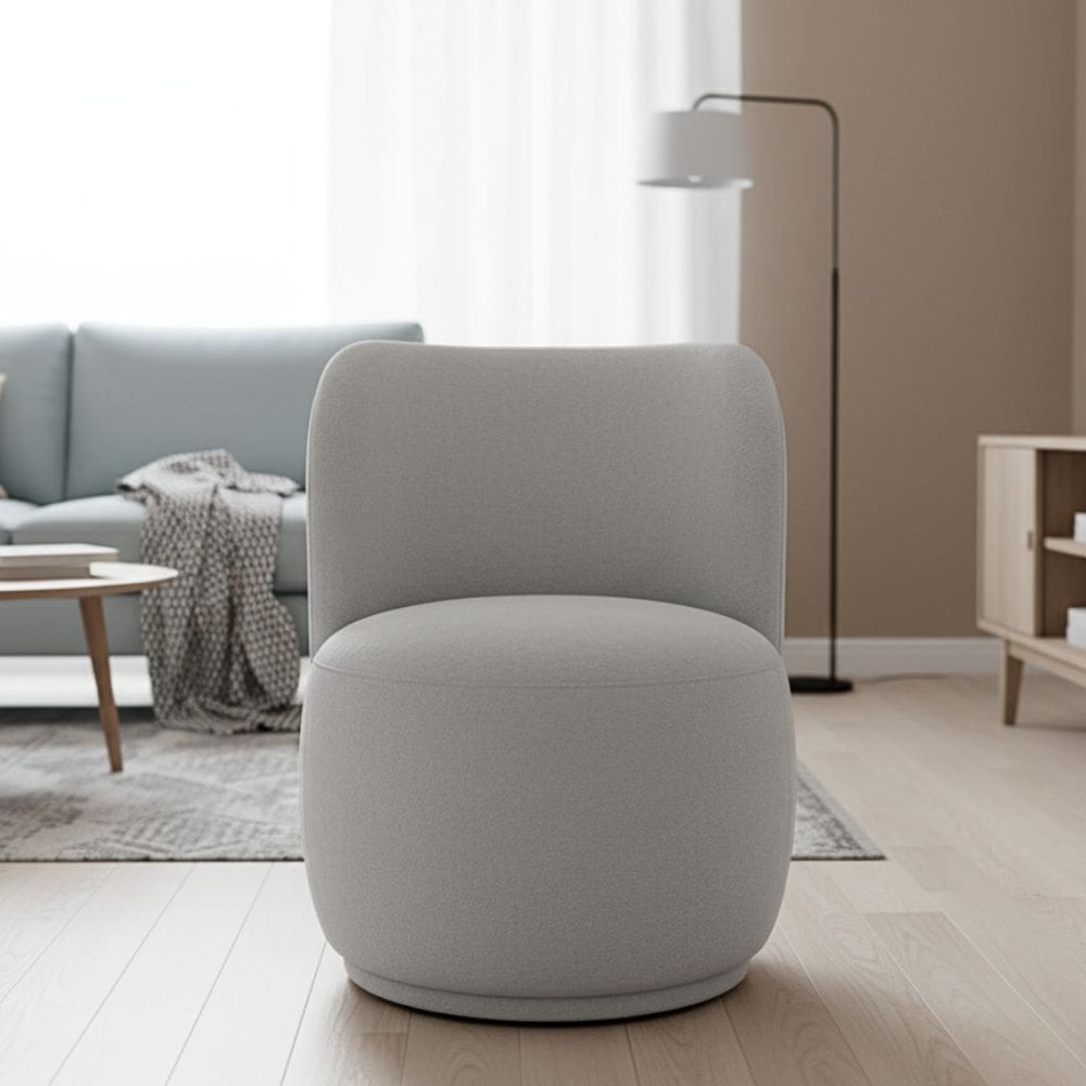 Poltrona Decorativa Sala Estar Orgânica Bia Boucle Cinza Claro - Montanaris Decor