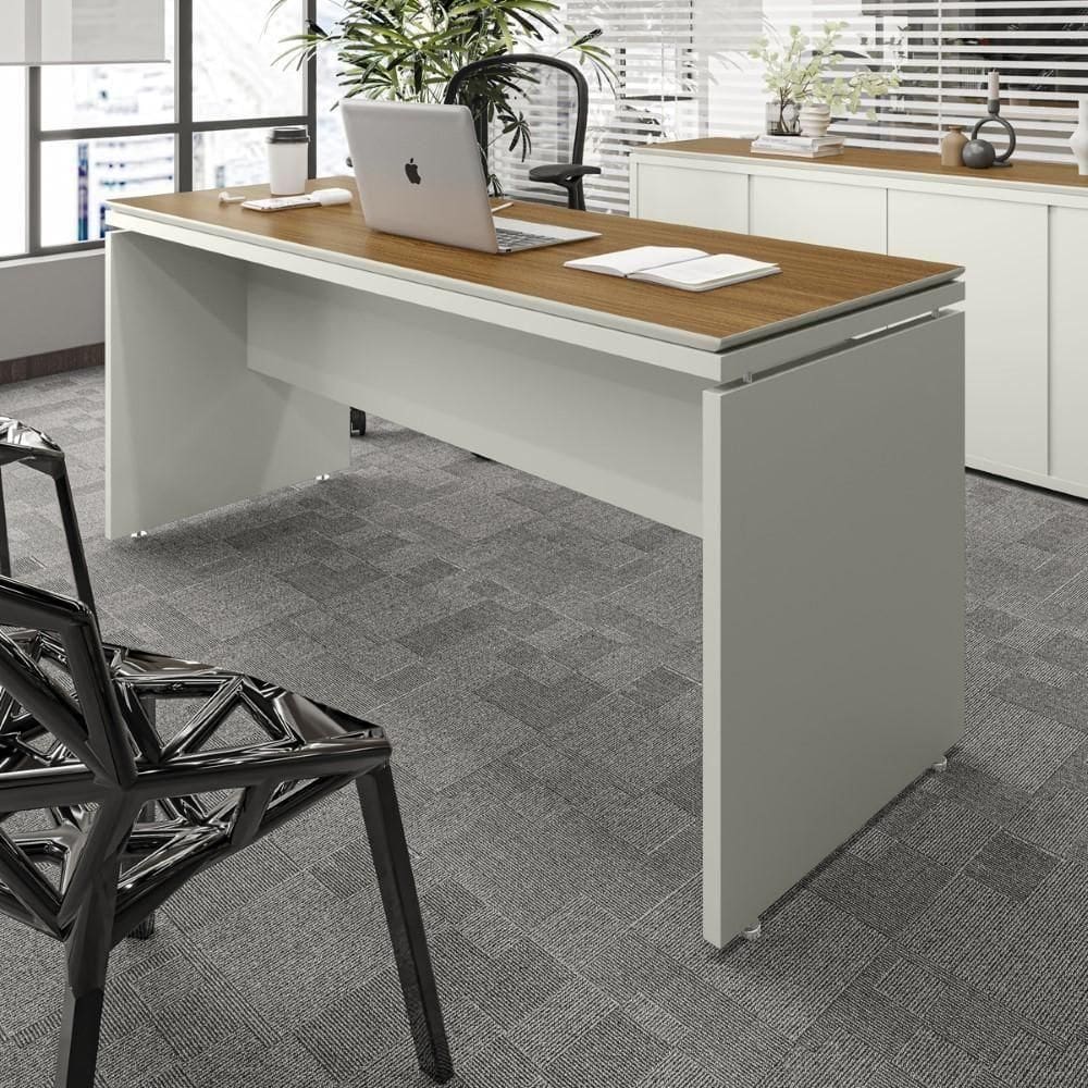 Mesa Para Escritório Com Tampo Duplo 25mm Tundra - Fendi E Freijó Fendi E Freijó