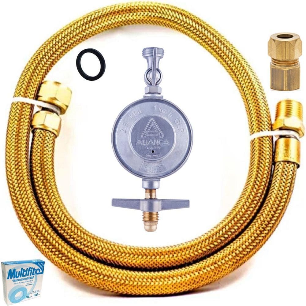 Kit Instalação Gás Mangueira Cobre 2,50 Metro Botijão Glp