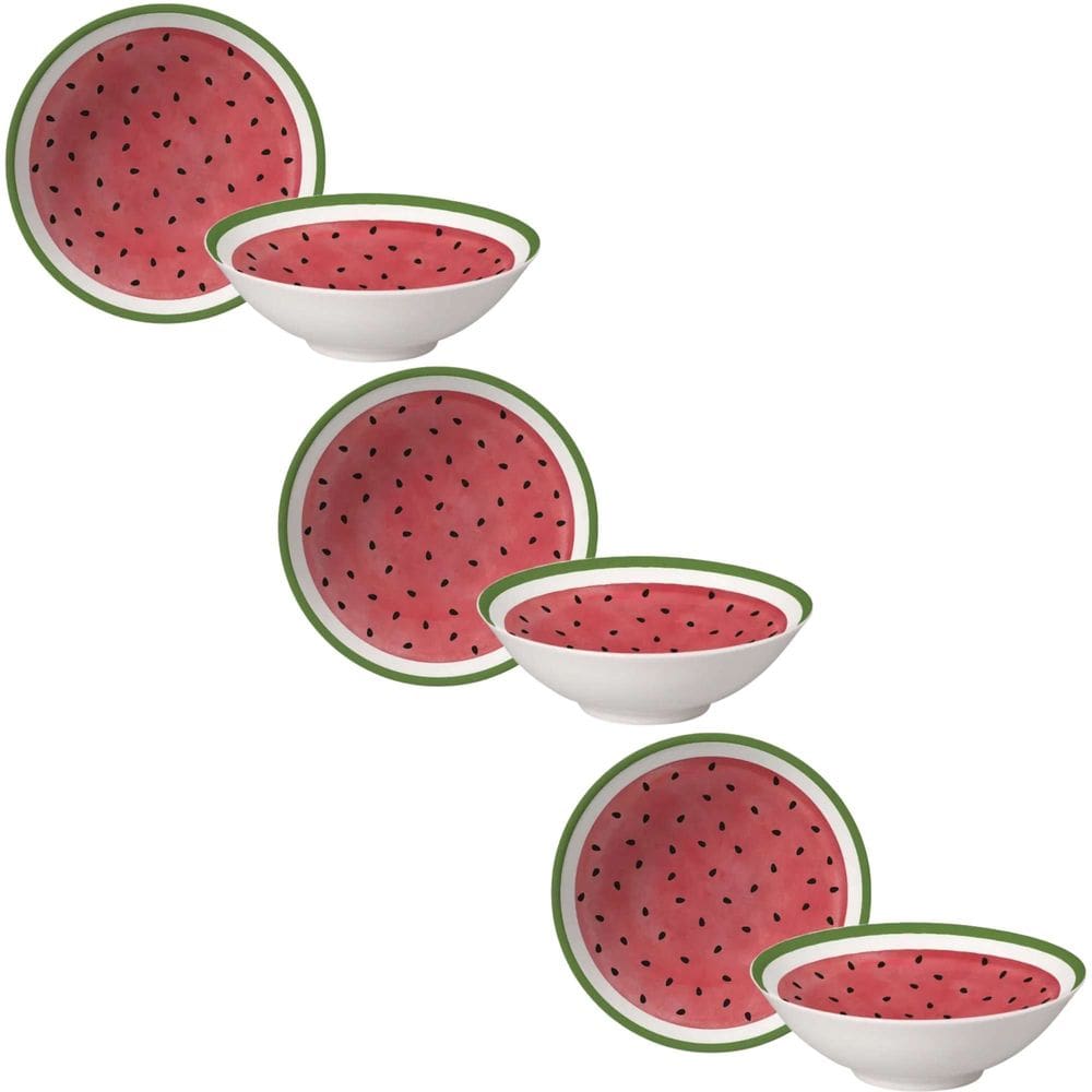 Conjunto de 6 Bowls Melancia de Cerâmica 300ml - Alleanza