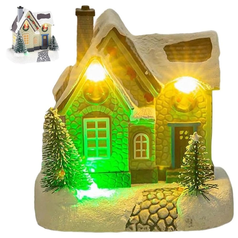 Cenario Natalino Natal Luz LED Vila Arvore Neve Enfeite Estante Mesa Casa Trabalho Decoraçao Festa Fim de Ano