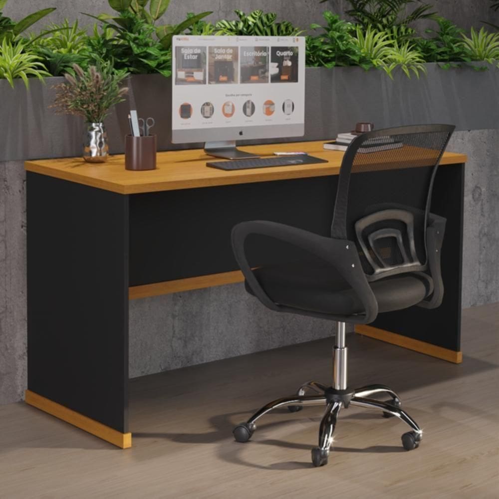 Mesa Para Escritório Com Tampo 25mm Verbena - Preto E