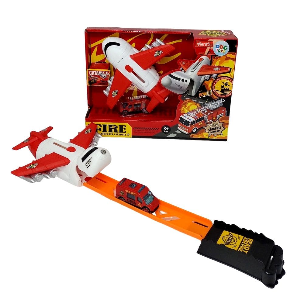 Pista Lançador Missão Bombeiro Avião Com Carrinho Fire Lança Carrinho