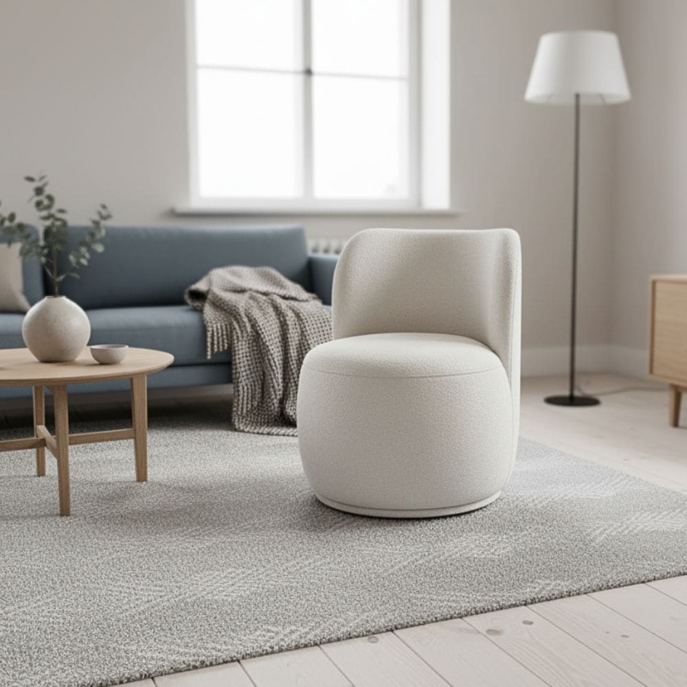 Poltrona Decorativa Sala Estar Orgânica Bia Boucle Bege - Montanaris Decor