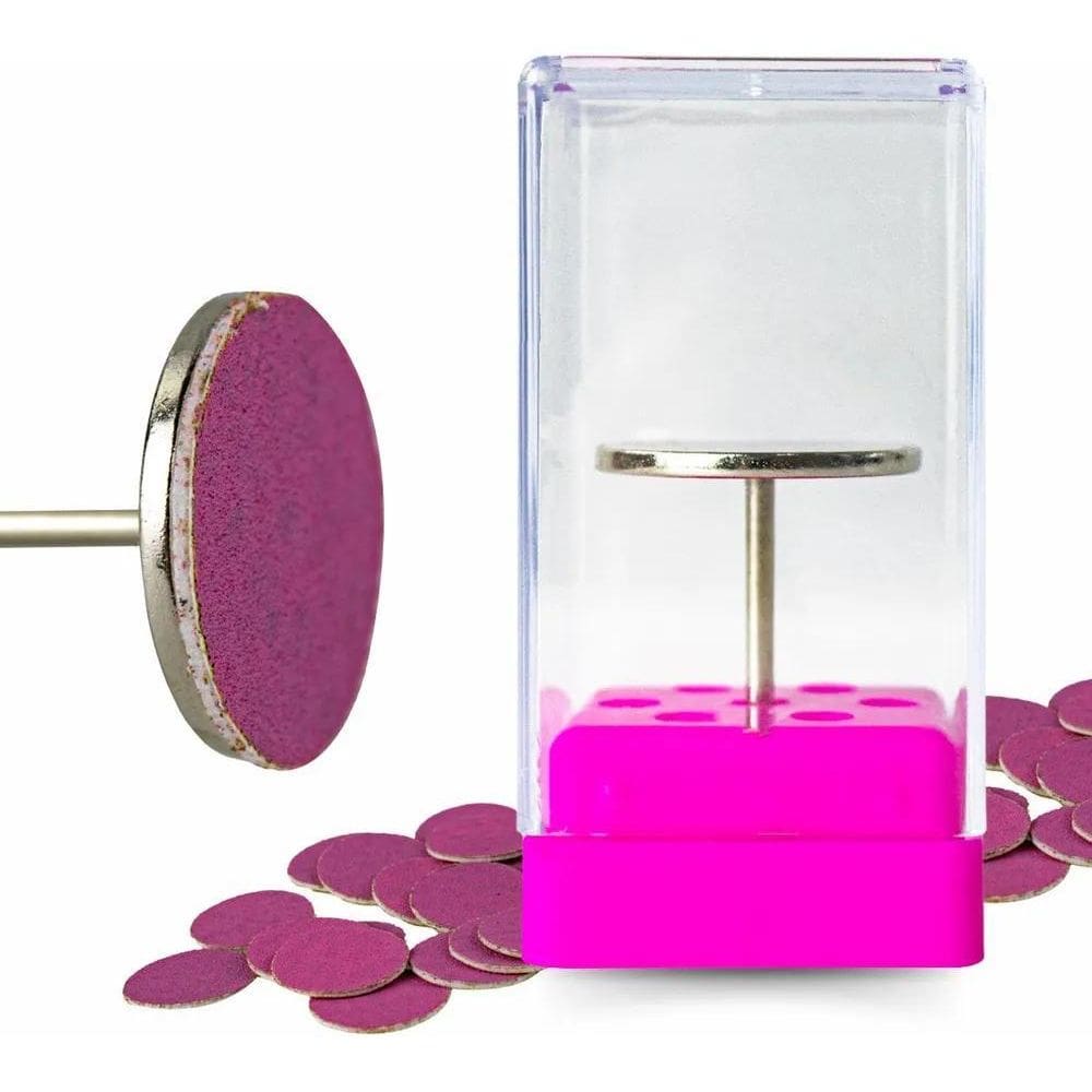 Kit Broca Disco + 15 Refil Lixa 80/120/180 + Suporte Unhas M