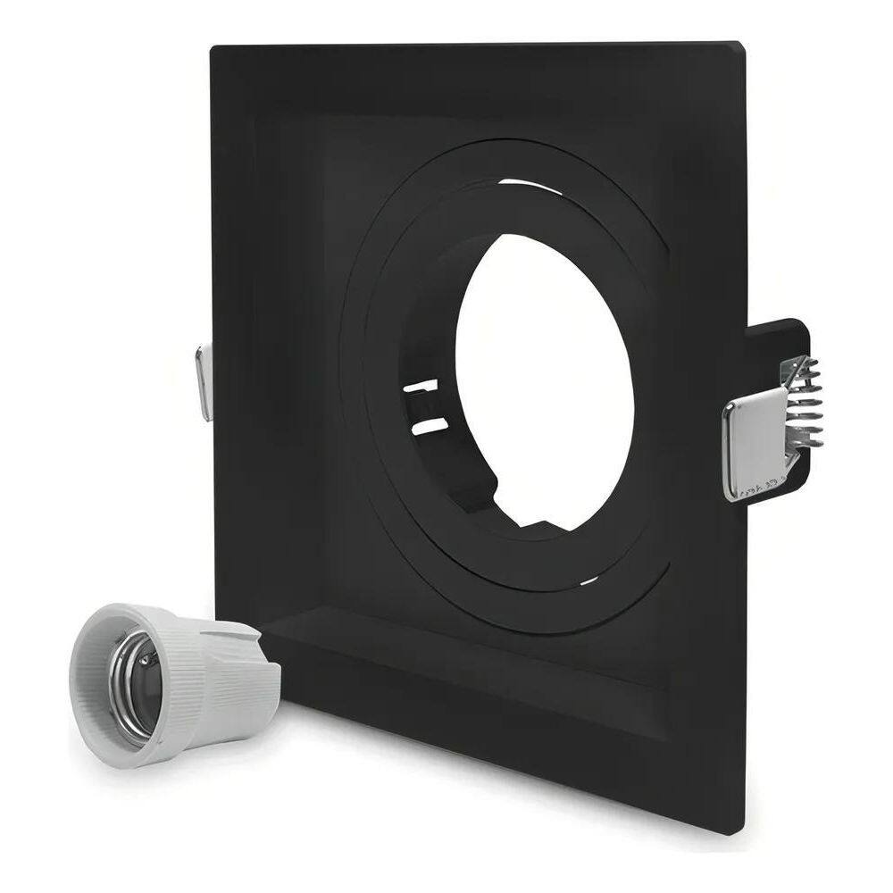 2X Spot Embutido Recuado Par20 Quadrado Preto Pix