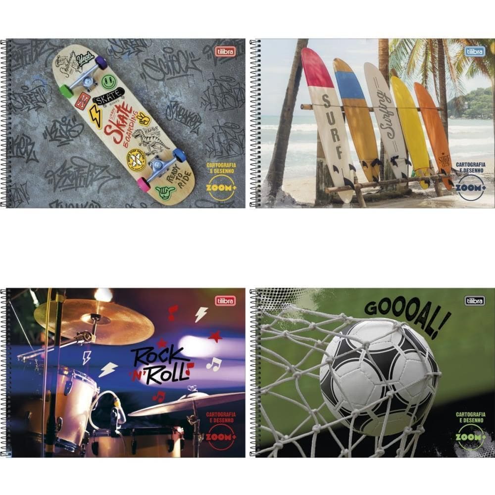 Caderno Desenho Univ Capa Dura Zoom+ 96Fls Masculino Espiral